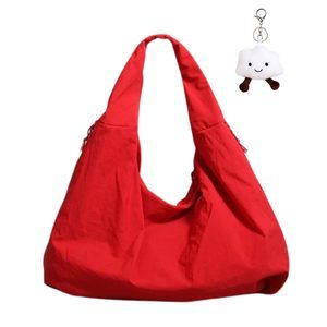 Tote Bag Slouchy Hobo Bag Nylon Handbag Solid Color Draped Shoulder :v